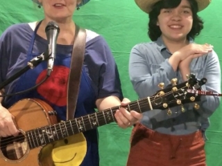 Happy Julie and her sidekick