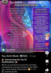 Four people singing outdoors in winter with songbooks.